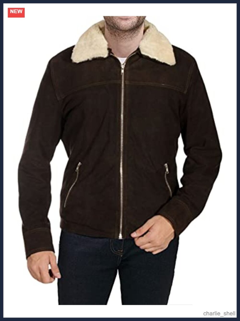 Suede Leather Jacket Mens Sherpa Collar Zip Trucker
